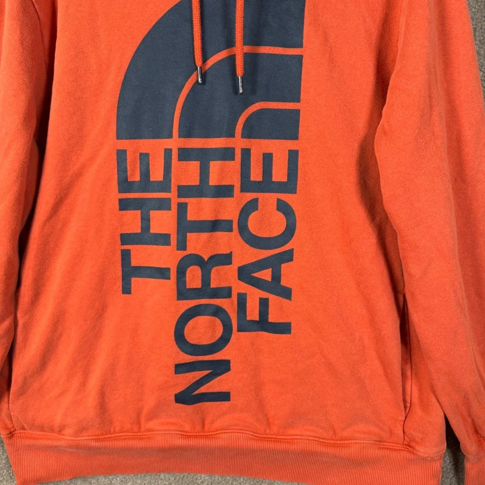 The North Face Hoodie Mens Large Orange Vertical Logo Pullover Sweatshirt